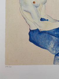 Seated Girl with Bare Torso and light Blue Skirt d'Egon Schiele, 2007 (vue 2)