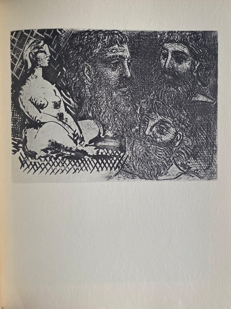 Marie-Thérèse en idole et trois grecs barbus by Pablo Picasso, 1956