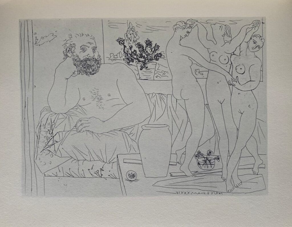 Sculpteur avec un groupe sculpté (hommage à Carpeaux) de Pablo Picasso, 1956