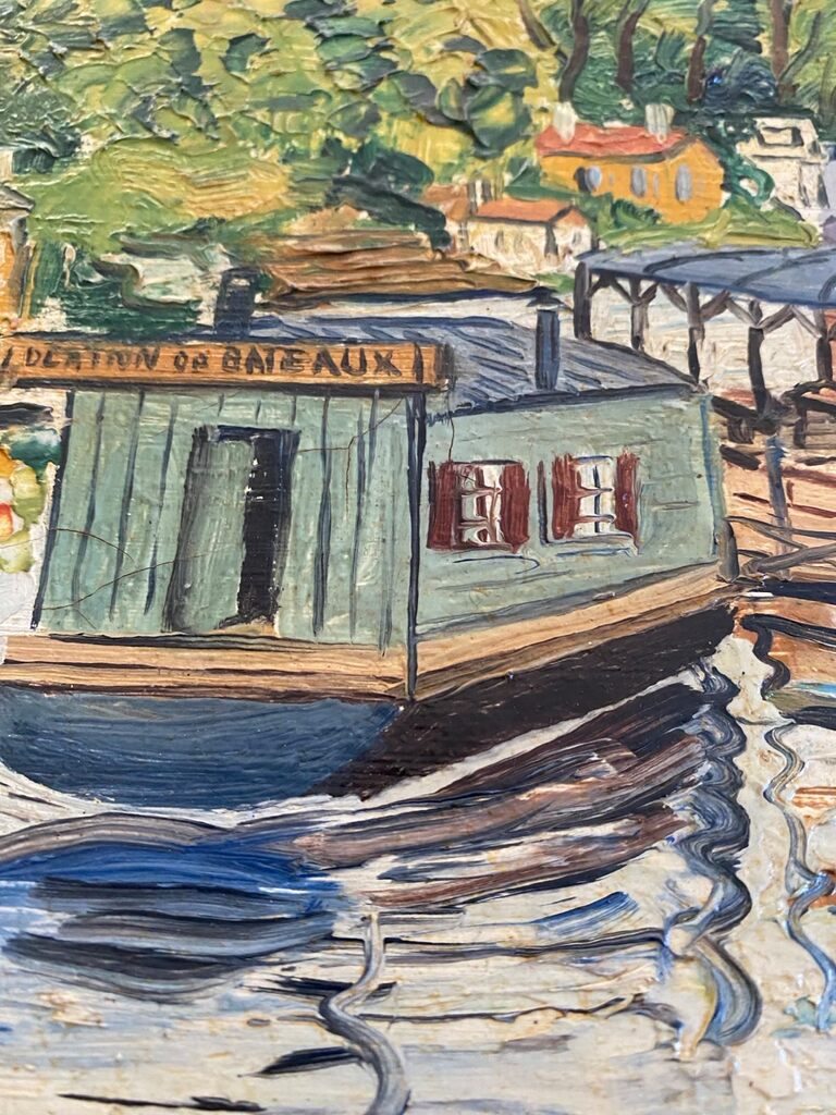 Péniches sur la rivière d'Élisée Maclet, vers 1950 (vue 3)