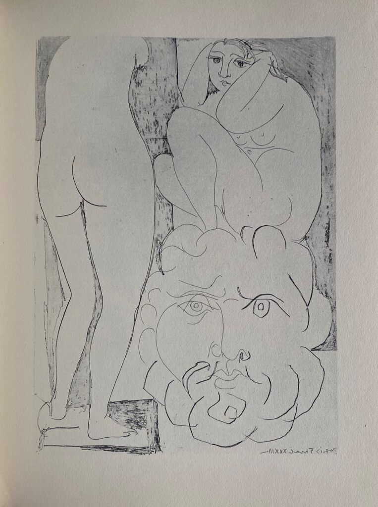 Femme songeuse et inquiète dans l'atelier de sculpture by Pablo Picasso, 1956