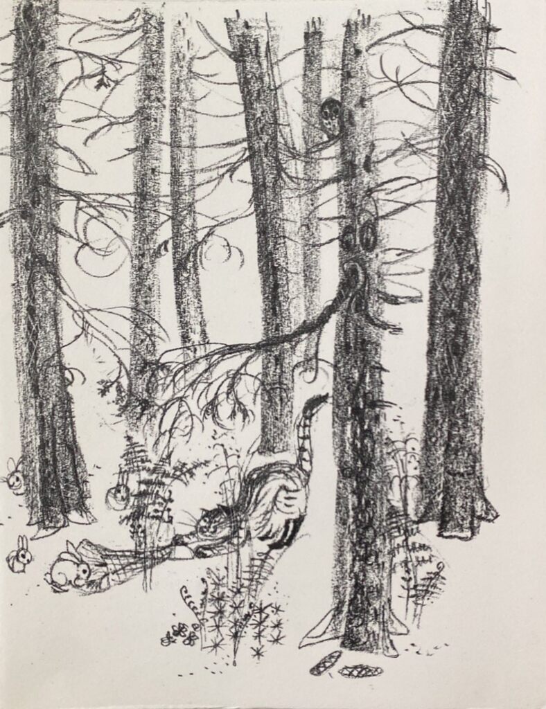 Le Chat botté capture un lapin dans la forêt by Hans Fischer ("Fis"), 1960