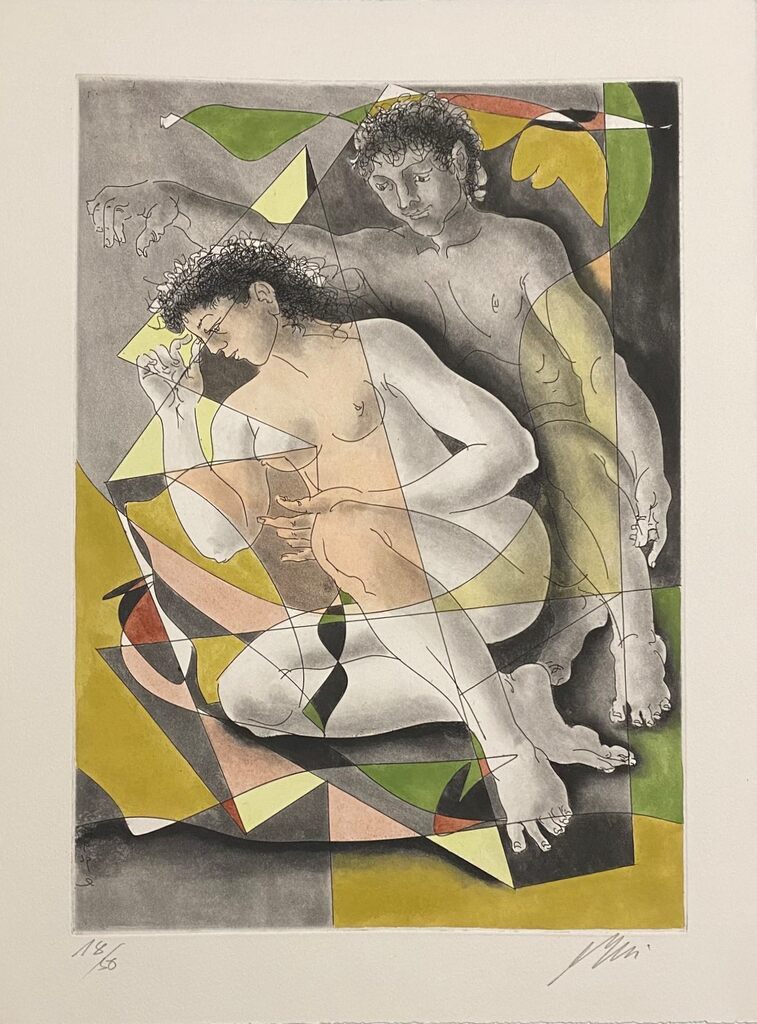 Couple lisant by Hans Erni, 1996