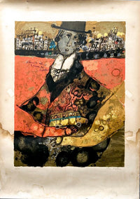 L'homme en noir et le danseur sur l'autobus by Theo Tobiasse, c. 1968
