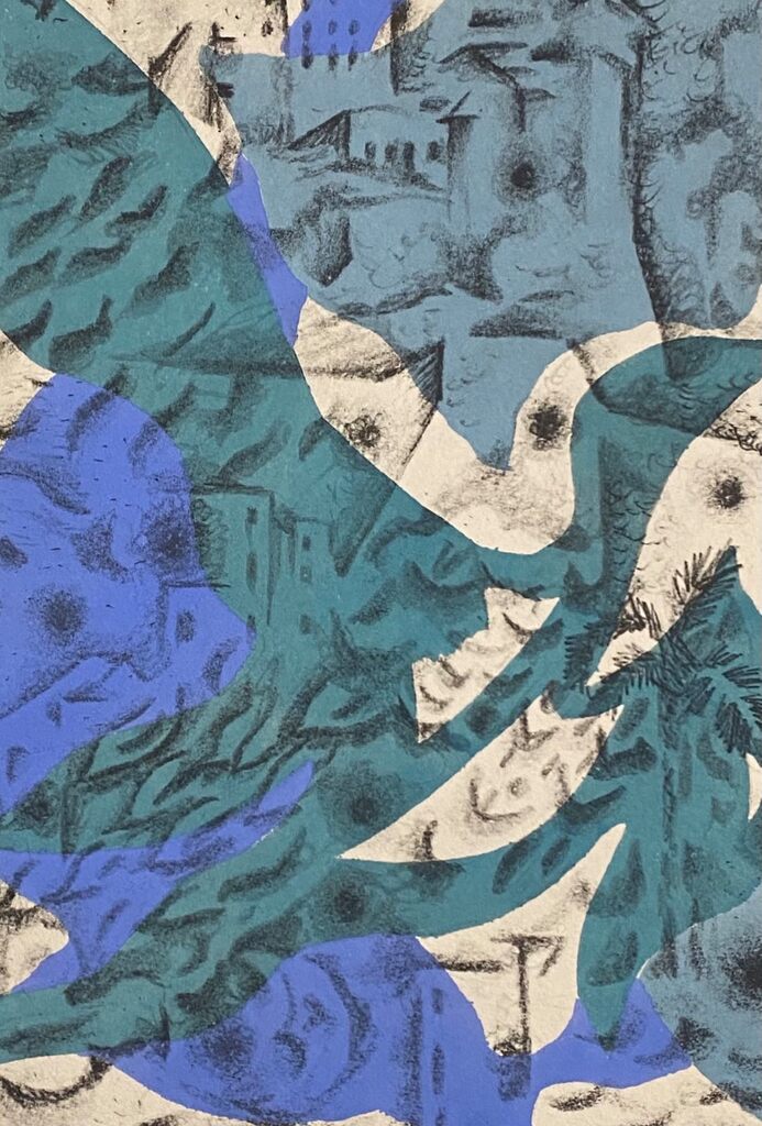 C'est dans ces patries de danse du ventre, d'eunuques et de harems que l'oiseau-bleu va passer la mauvaise saison... by Jean Lurçat, 1965 (view 2)