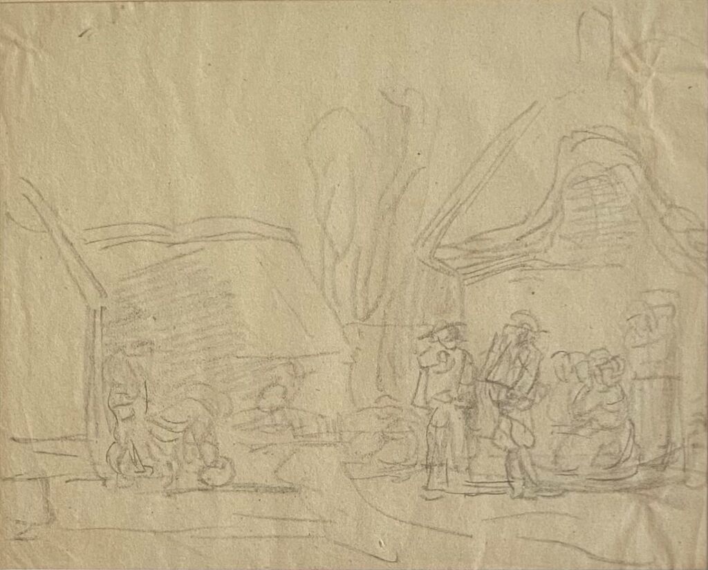 Paysans bretons devant des chaumières by Eugène Boudin, c. 1860 (view 2)