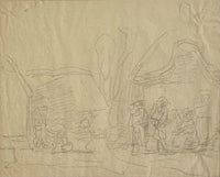 Paysans bretons devant des chaumières by Eugène Boudin, c. 1860 (view 2)